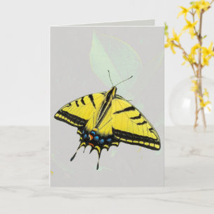 Western Tiger Swallowtail Butterfly & leaf Card