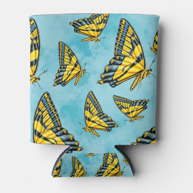 Western Tiger Swallowtail Butterfly on Clouds Can Cooler (Front)