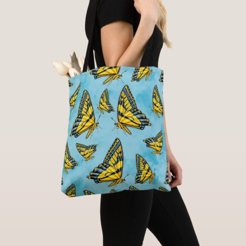 Western Tiger Swallowtail Butterfly on Clouds Tote Bag