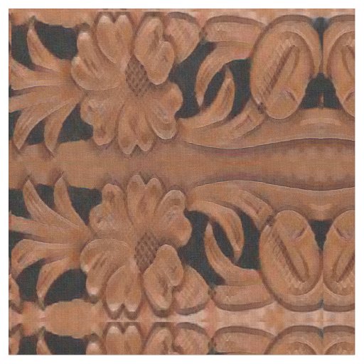 Western Tooled Leather Belt Print Fabric