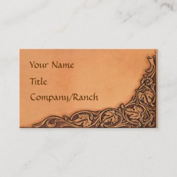 Western Tooled Leather Look Business Card by bubbasbunkhouse at Zazzle