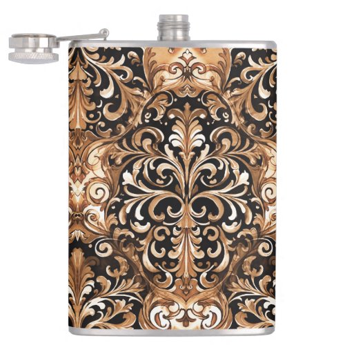 Western Tooled Leather Look Design Flask