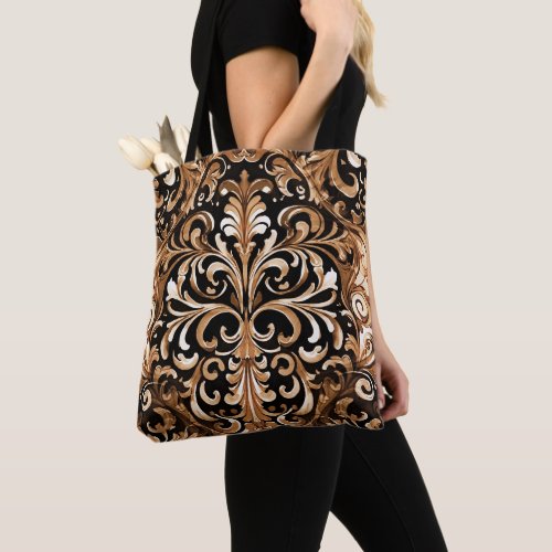 Western Tooled Leather Look Design Tote Bag