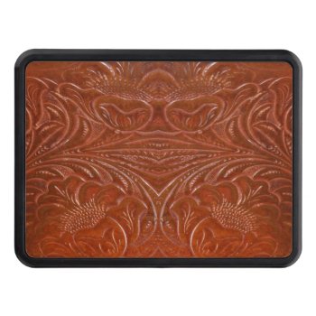 Western Tooled Leather-look Ranch-style Design Tow Hitch Cover by RavenSpiritPrints at Zazzle