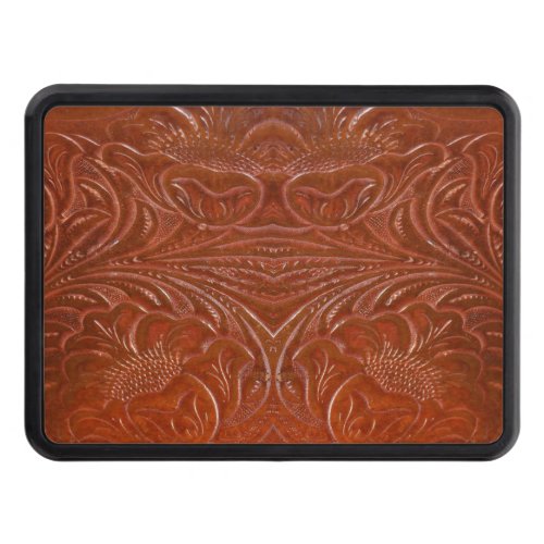 Western Tooled Leather_look Ranch_style Design Tow Hitch Cover