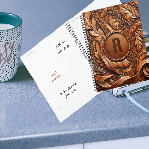 Western Tooled Leather Print Custom Initial Planner