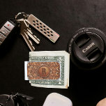 Western Tooled Leather Print Custom Initial  Silver Finish Money Clip<br><div class="desc">Western Tooled Leather Print Custom money clip.   Use the personalize button to change the initial.
This design is available on other items
Art by Dancing Cowgirl Design for Rodeo Days</div>