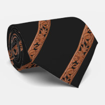 Western Tooled Leather Print Neck Tie