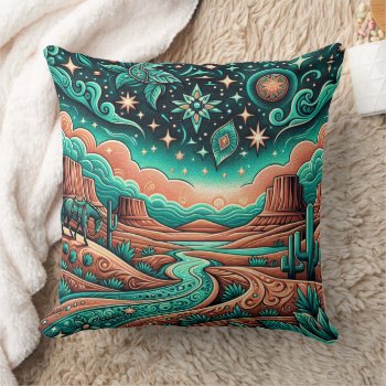 Western Tooled Leather Print Southwest Style Throw Pillow by RODEODAYS at Zazzle