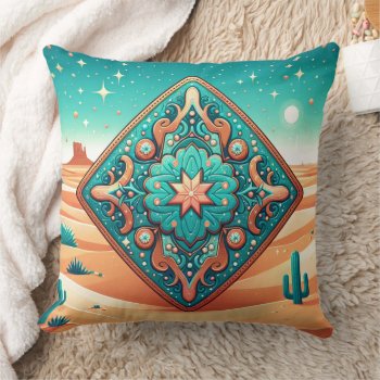 Western Tooled Leather Print Southwest Style Throw Pillow by RODEODAYS at Zazzle