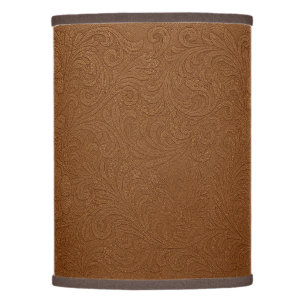 Western Tooled Sueded Leather Pattern Lamp Shade