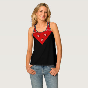 Western Top Black With Red Bandana Print