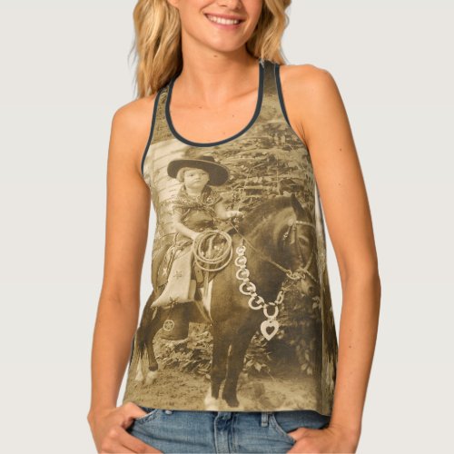 Western Top Vintage Cowgirl On Horse