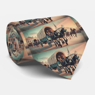 Western Trail Ride Rodeo Parade Cowboys Wagons Neck Tie