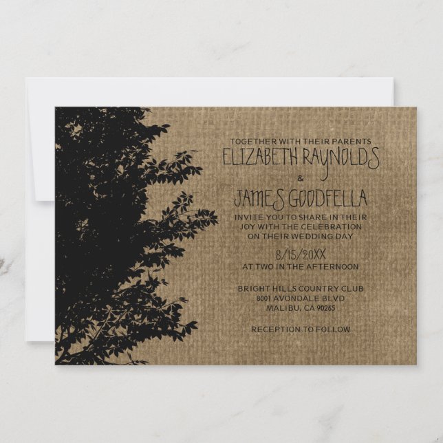 Western Tree Branches Wedding Invitations (Front)