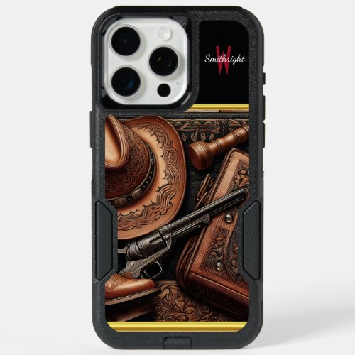 Western Trio Hat Boots Revolver iPhone 15 Pro Max Case
