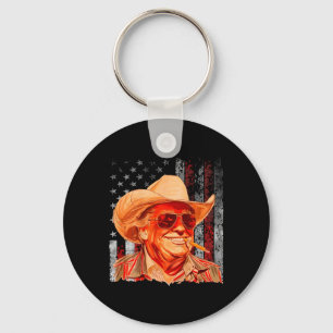 Western Trump Cowboy American Vintage Trump Usa Fl Keychain