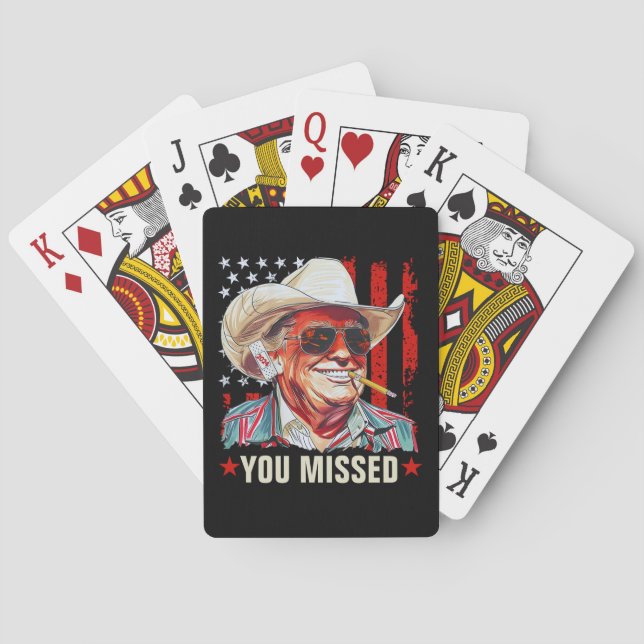 Western Trump Cowboy | You Missed Trump 2024 Poker Cards (Back)