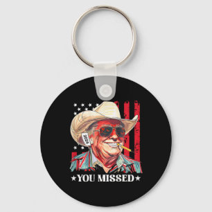 Western Trump Cowboy You Missed Trump 2025 Us Flag Keychain