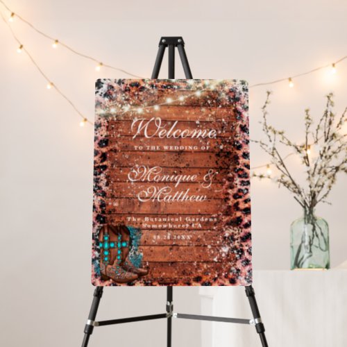 Western Turquoise Boots Wedding Welcome Sign