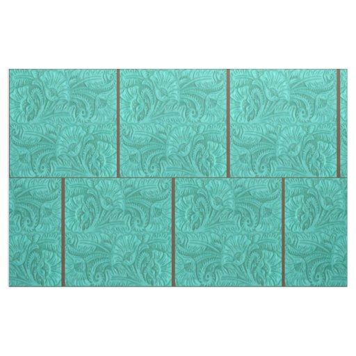 Western Turquoise Faux Leather Fabric 9" For Cross