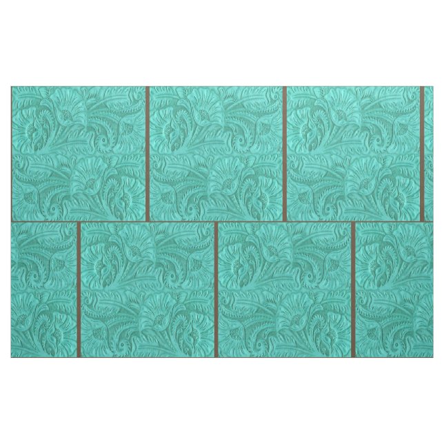 Western Turquoise Faux Leather Fabric 9" For Cross (Fat Quarter)