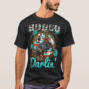 Western Turquoise Rodeo Darlin' Barrel Racing Bull T-Shirt