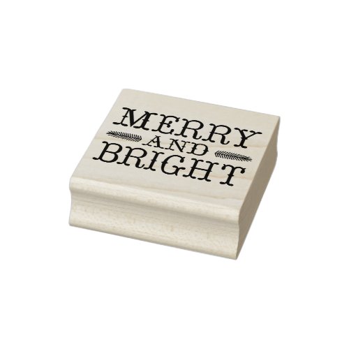 Western Type Merry And Bright Christmas Rubber Stamp