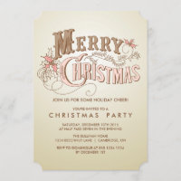 Western Typography Holiday Party Invitation