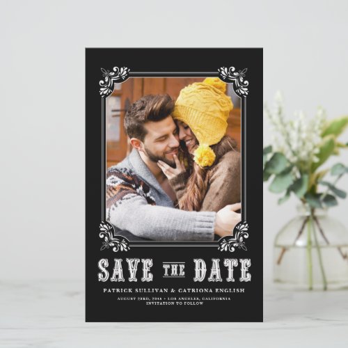Western Typography Photo Frame Black Save the Date