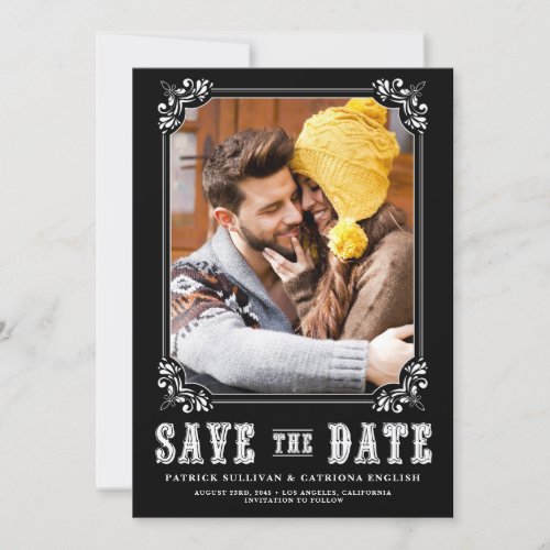 Western Typography Photo Frame Black Save The Date
