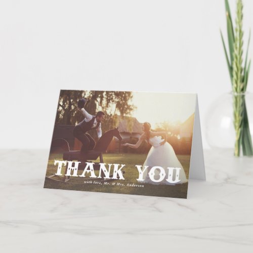 Western Typography Photo Wedding Thank You