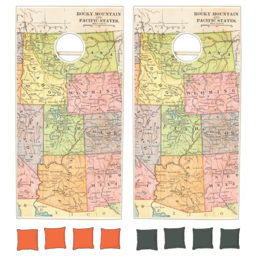 Western United States Vintage Map Cornhole Set