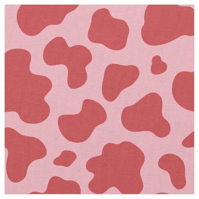 Western Valentines Day Cow Print Cowgirl Pink Red Fabric (Close Up)