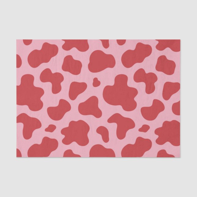 Western Valentines Day Cow Print Cowgirl Pink Red Tissue Paper (Front)
