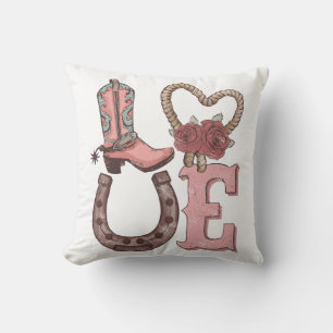 Western Valentine's Day Love Throw Pillow