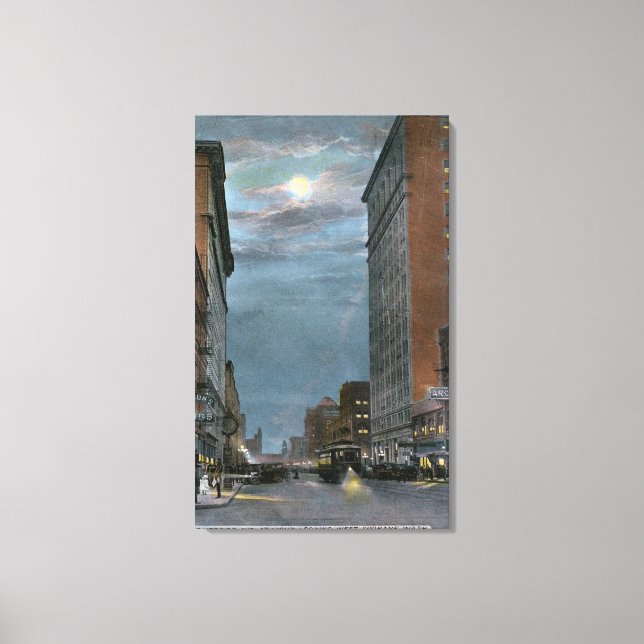 Western View of Riverside Avenue at Night Canvas Print (Front)