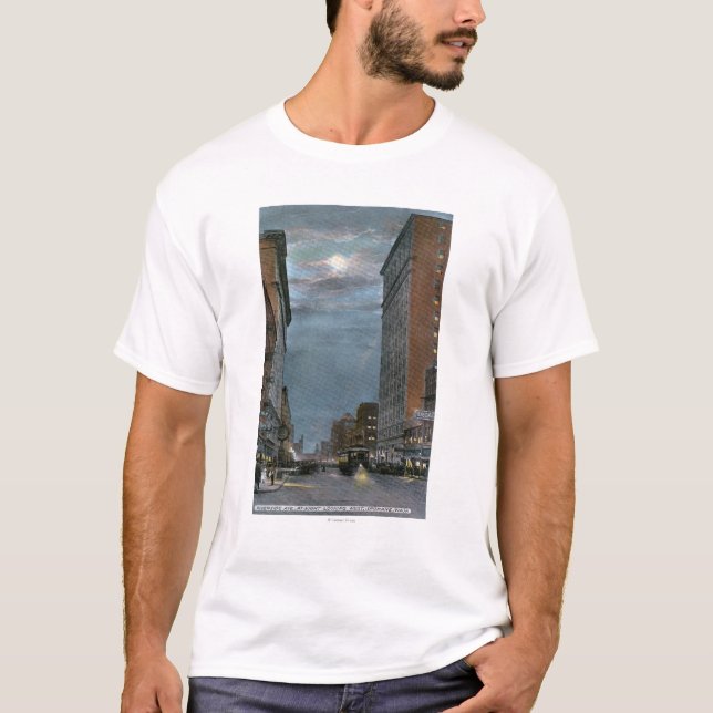 Western View of Riverside Avenue at Night T-Shirt (Front)