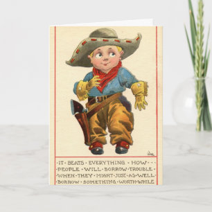 Western Vintage 1912 Lil' Cowboy Greeting Card