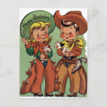 Western Vintage Birthday Postcard