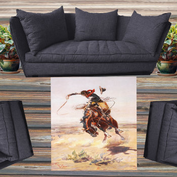 Western Vintage Bronc Rider C.m. Russell Rug by RODEODAYS at Zazzle