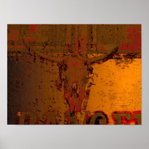 Western Vintage Bull Skull Rust Orange Country Poster
