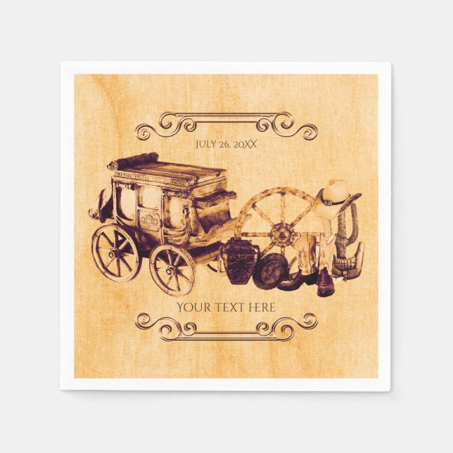 Western Vintage Country Elegant Wedding Paper Napkins (Front)