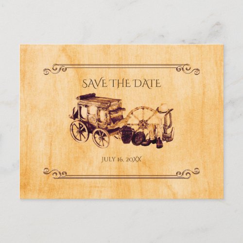 Western Vintage Country Wedding Save The Date Announcement Postcard