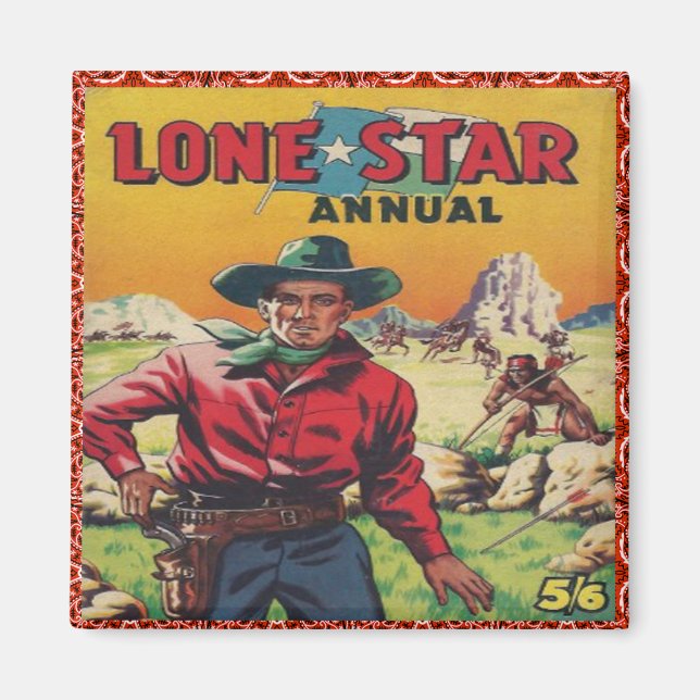 Western Vintage Cowboy Magnet (Front)