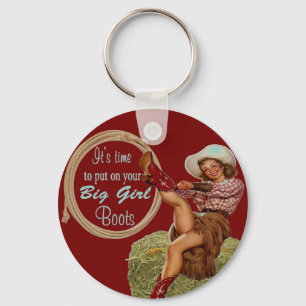 Western Vintage Cowgirl Big Girl Boots Keychain