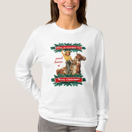 Western Vintage Cowgirl Up Merry Christmas T-Shirt