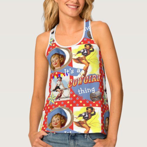 Western Vintage Cowgirls Roping Cowgirl Thing Tank Top