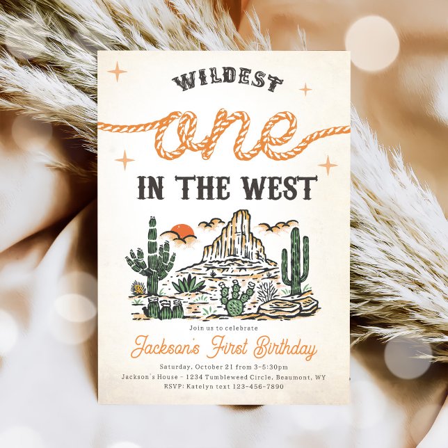 Western Vintage Desert Cowboy 1st Birthday Invitation (Creator Uploaded)