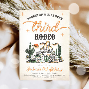 Western Vintage Desert Cowboy 3rd Birthday Invitation